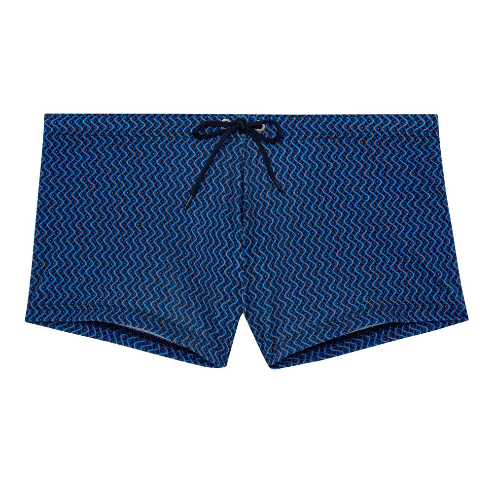 Hom zwemboxer Morny blauw print